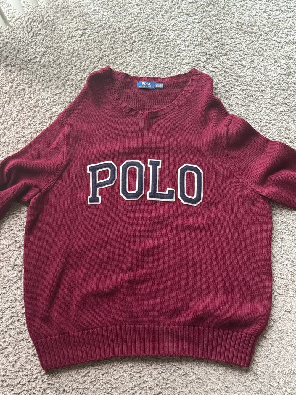 Polo by Ralph Lauren Burgundy Crewneck Sweater with POLO Logo